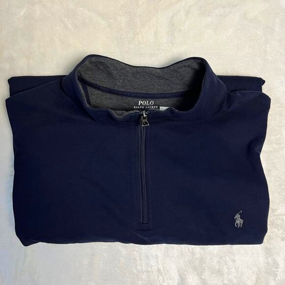 NWT Ralph Lauren Polo Pullover Men's 4XLT Dark Blue 1/4 Zip Soft Stretch Sweater - Picture 10 of 10